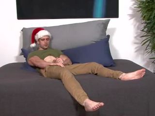 Army hunk enjoys christmas peter tugging