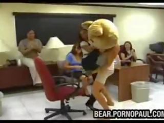 Office party girls give stripper blowjob