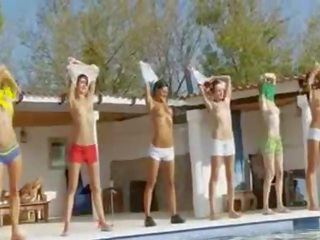Six naked girls by the pool from poland